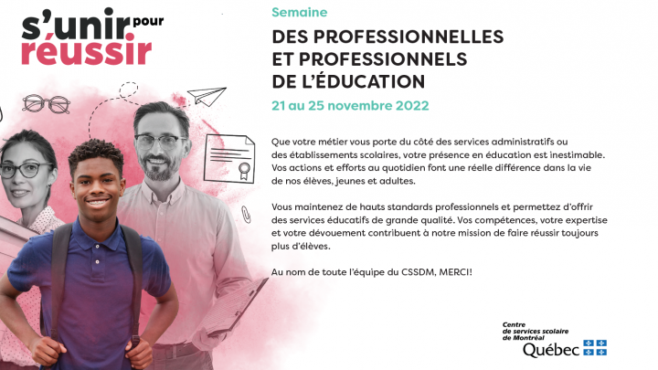 Semaine des professionnelles et professionnels de l&rsquo;éducation – 21 au 25 novembre 2022