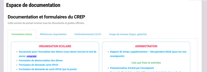 Mise à jour des documents de l’organisation scolaire