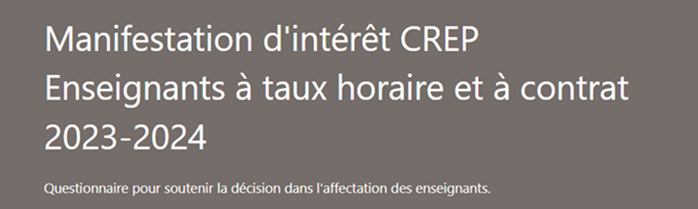 Manifestation d’intérêt pour les enseignants à contrat et à taux horaire (2023-2024)